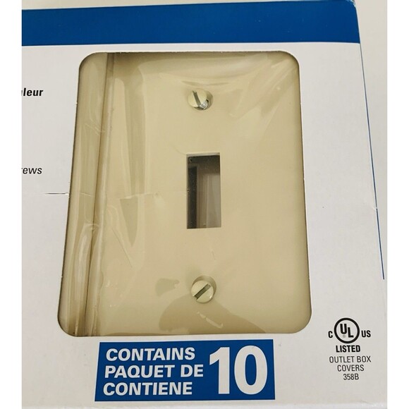 Eaton Mid-Size Single Gang Toggle Wallplates (1 Pkg of 10) Unbreakable New Boxed - Picture 2 of 5